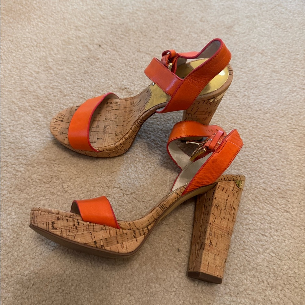 Michael Kors Orange and Gold Sandals - Picture 2 of 5